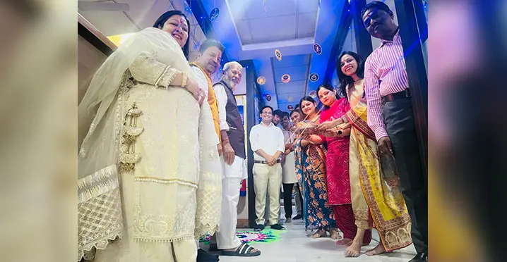 Faculty and students performing Diwali pooja ceremony